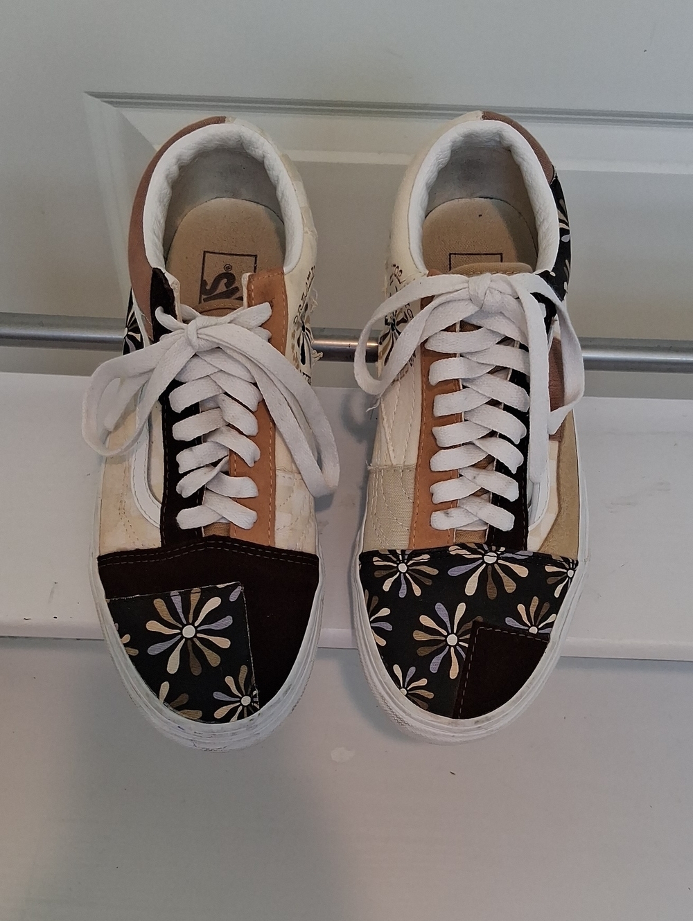 Vans Floral Patchwork Low-Top Sneakers - Brown, Black & White